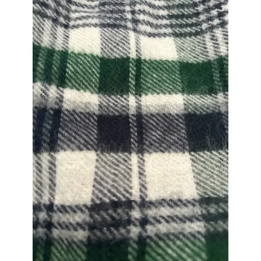 Jos A‎ Bank Plaid Scarf Blue Green Reversible 100% Soft Acrylic Fringe Preppy